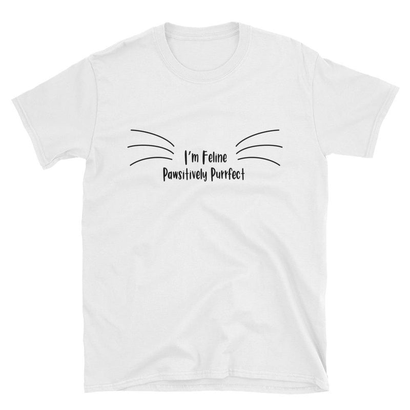 Wordy Cat 'Purrfect' White Unisex T-Shirt