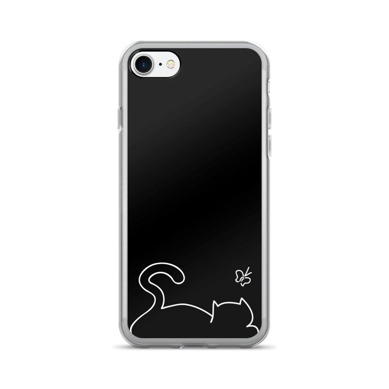 Minimalist Cat 'Recline Cat Noir' iPhone 7/7 Plus Case