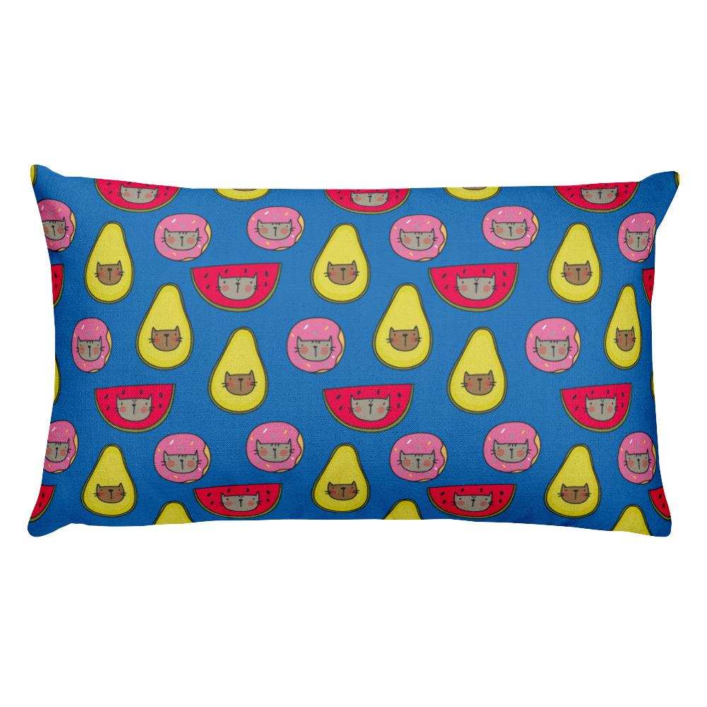 Summer Cat 'Blue Fruity Medley' Rectangular Pillow