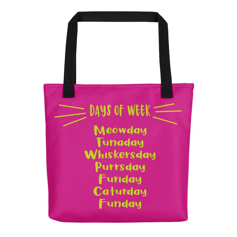 Wordy Cat 'Days of Week' Pink & Pistachio Tote bag
