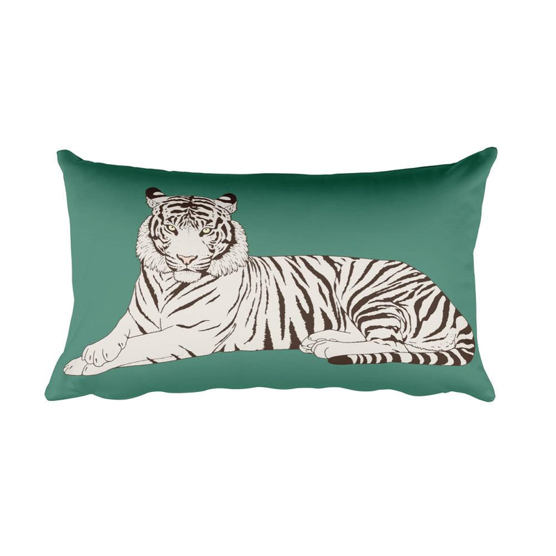 Wild Cat 'Relaxing Tiger - Green' Rectangular Pillow