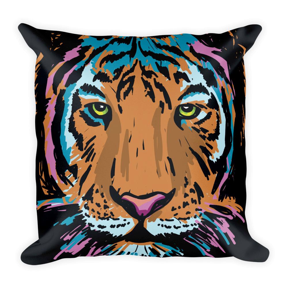 Wild Cat 'Colorful Tiger' Square Pillow