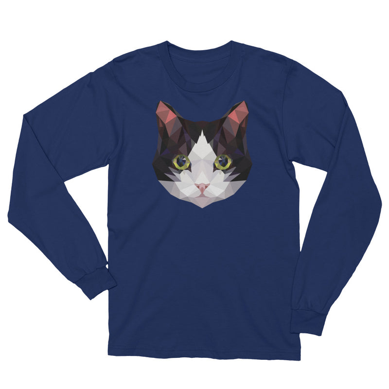 Color-Me Cat Tuxedo Unisex Long Sleeve T-Shirt in Navy