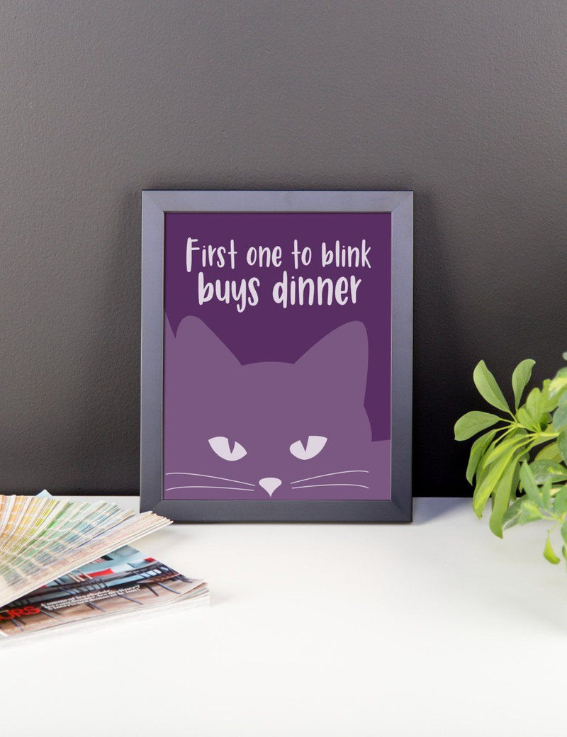Inscrutable Cat 'Blink Purple' Framed Matt Poster