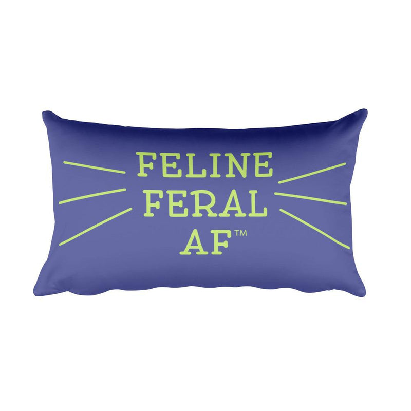 Wordy Cat 'Feral AF' Rectangular Pillow
