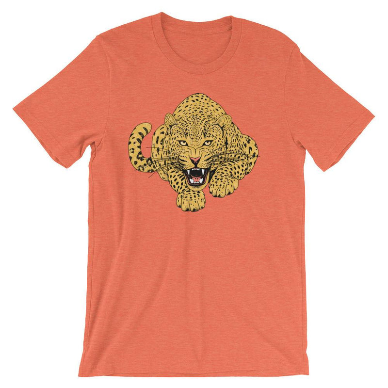 wild cat crouching leopard comfy unisex tee shirt