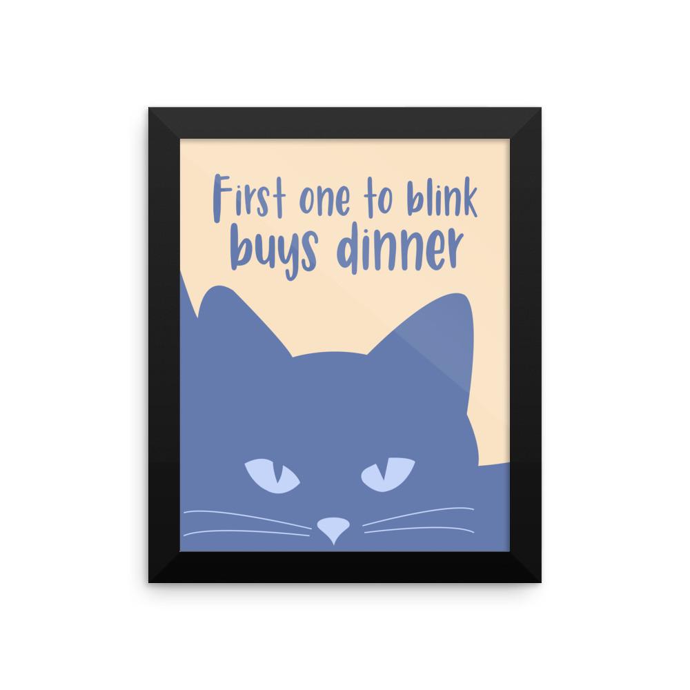 Inscrutable Cat 'Blink Blue' Framed Matt Poster