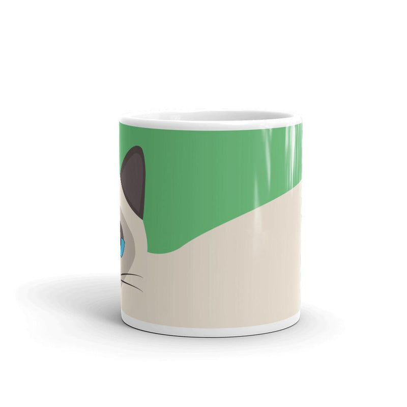 Inscrutable Cat Siamese Cat Green Mug Middle in 11oz
