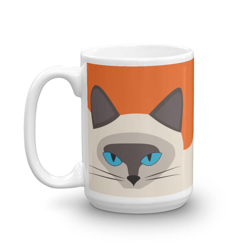 Inscrutable Cat 'Siamese Cat Orange' Mug Left Side in 15oz