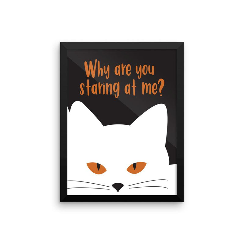 Inscrutable Cat 'Staring' Framed Matt Poster