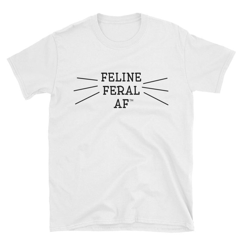 Wordy Cat 'Feral AF' White Unisex T-Shirt