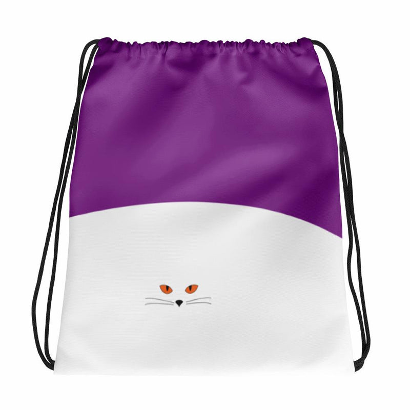 Inscrutable Cat Juicy Fruity Plum Drawstring bag in Back View