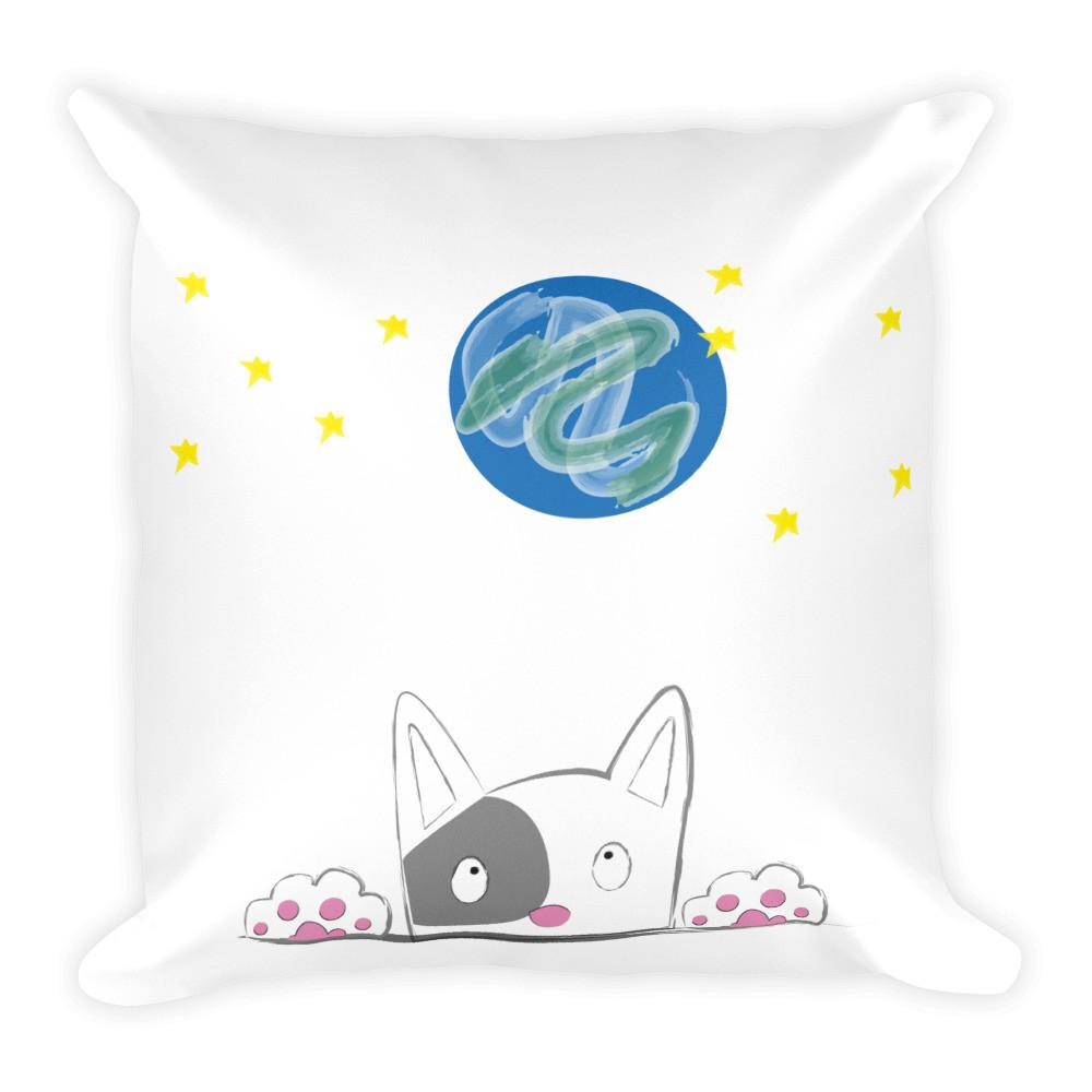 Rascal Cat Pink Paws 'Space' Square Pillow