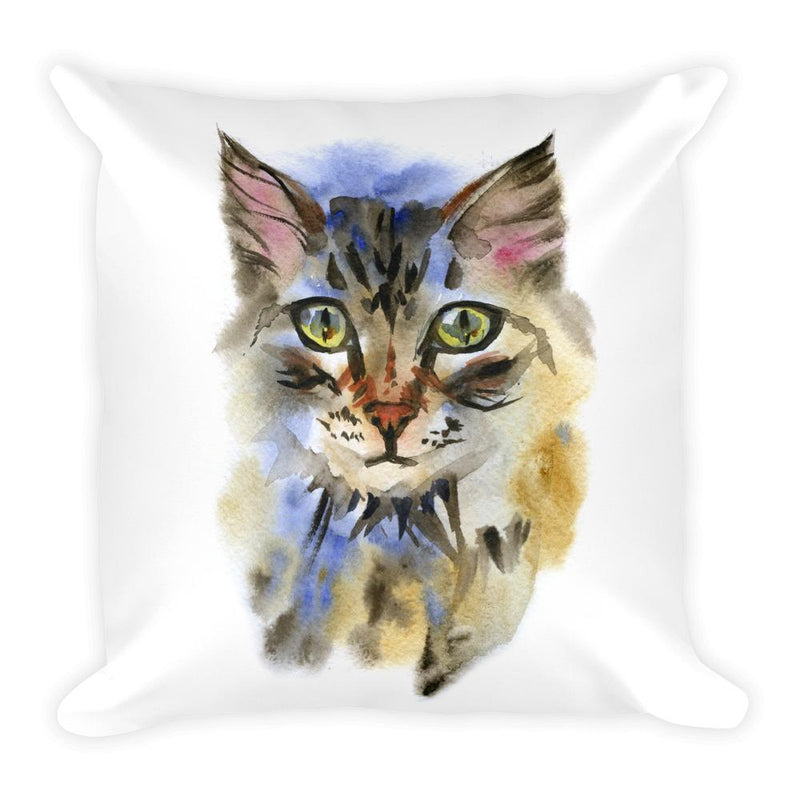 Color-Me Cat 'Main Coon Watercolor' Square Pillow