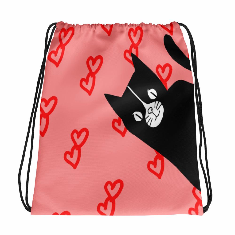 Evil Cat Hearts Tango Pink Drawstring bag Backpack