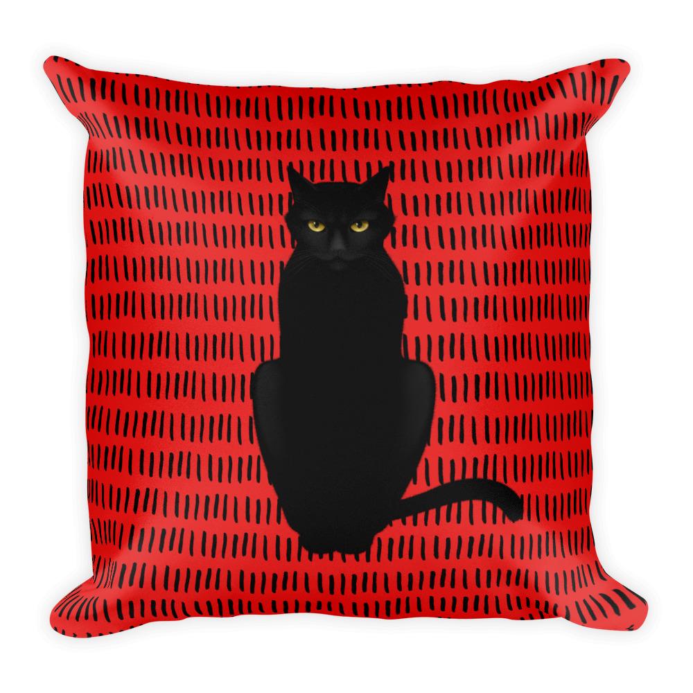 Cat Noir Sphynx Red Ethnic Square Pillow in Front View