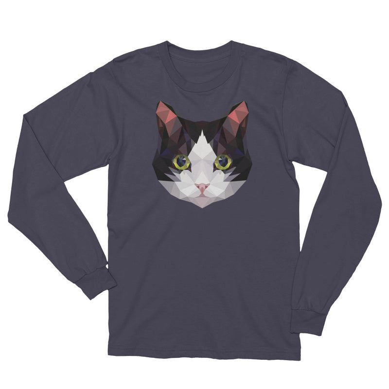 Color-Me Cat Tuxedo Unisex Long Sleeve T-Shirt in Dark Gray