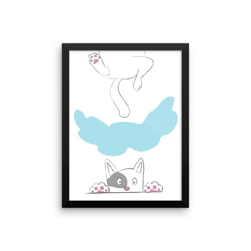 Rascal Cat 'Climbing' Framed Matt Poster