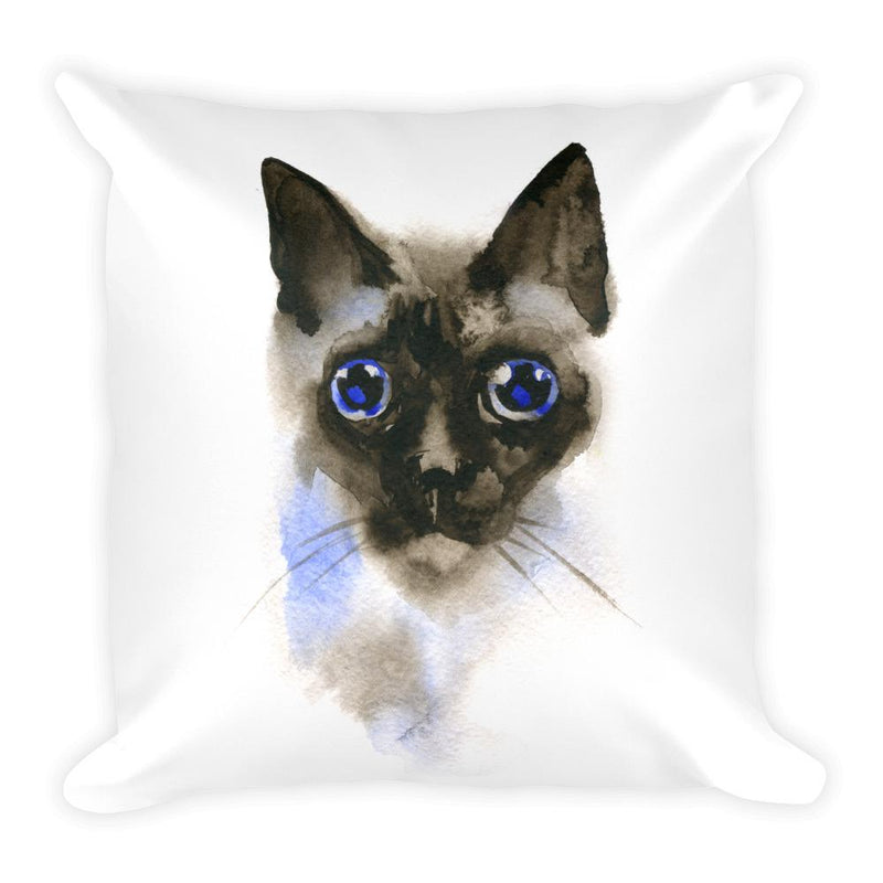 Color-Me Cat 'Siamese Watercolor' Square Pillow