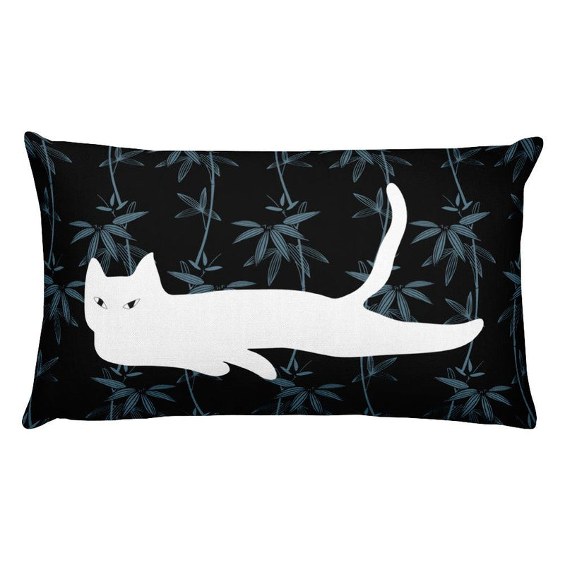 Cat Noir Black Flower Rectangular Pillow in Front View