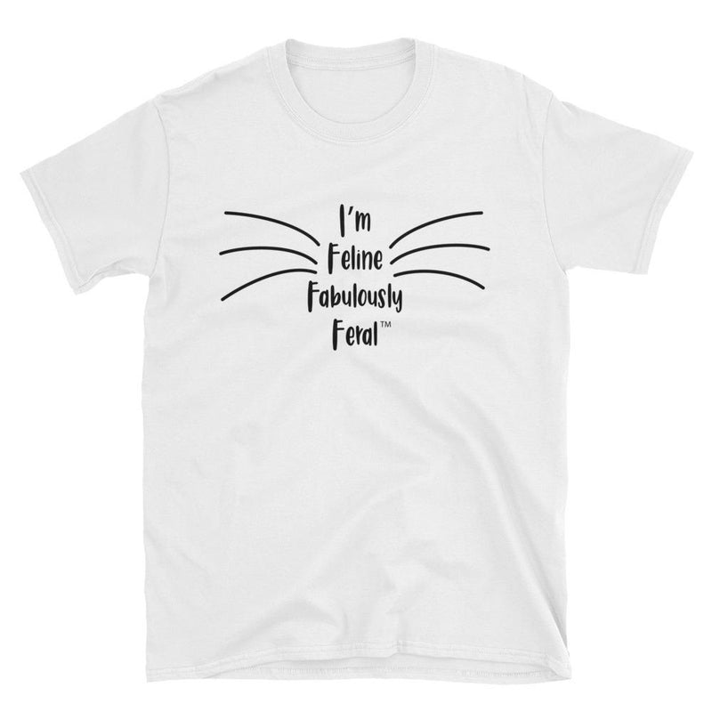Wordy Cat 'Feral' White Unisex T-Shirt