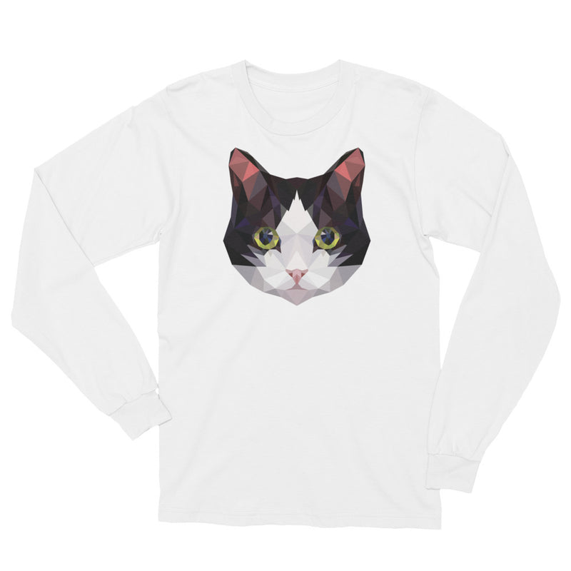 Color-Me Cat Tuxedo Unisex Long Sleeve T-Shirt in White