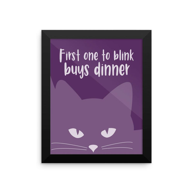 Inscrutable Cat 'Blink Purple' Framed Matt Poster
