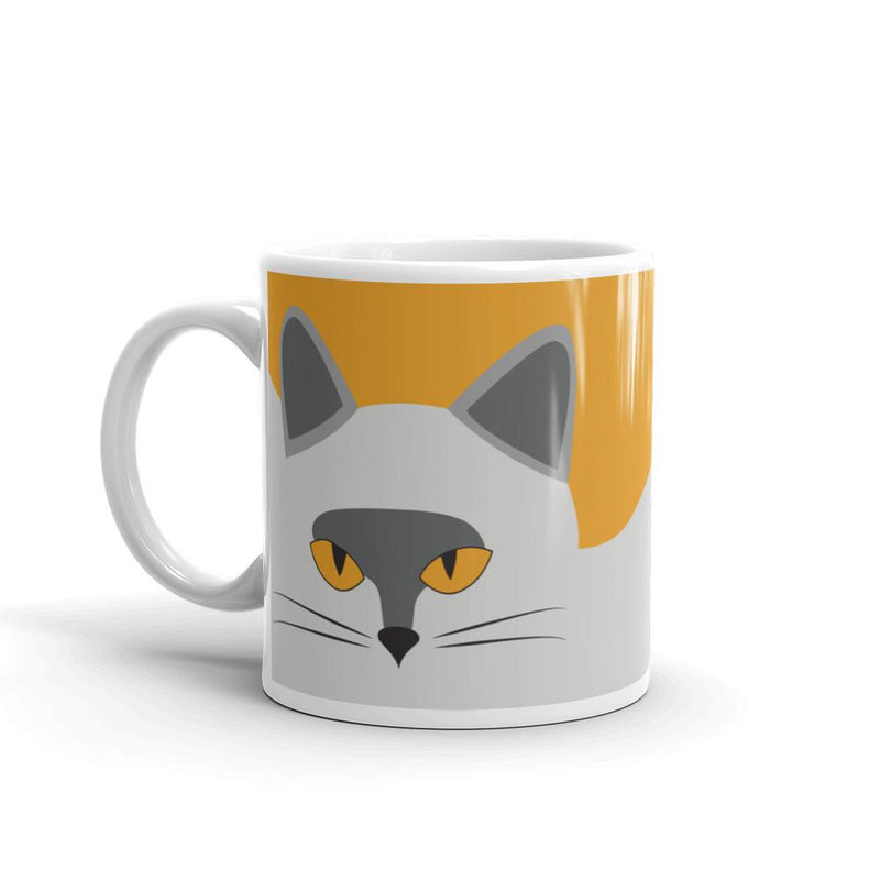 Inscrutable Cat Smoky Cat Gold Mug in Right Side View 11oz