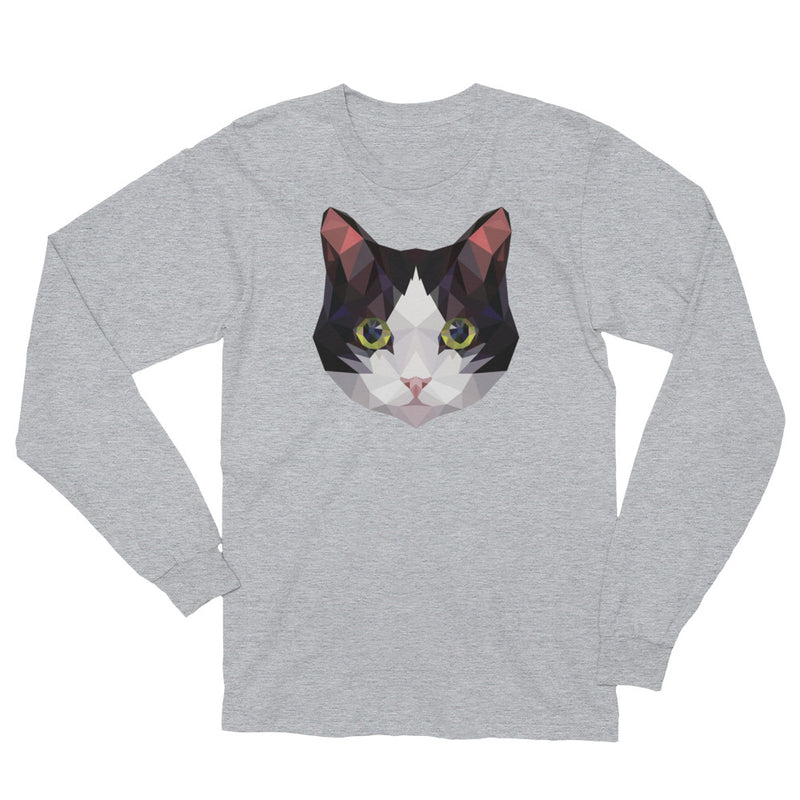 Color-Me Cat Tuxedo Unisex Long Sleeve T-Shirt in Gray