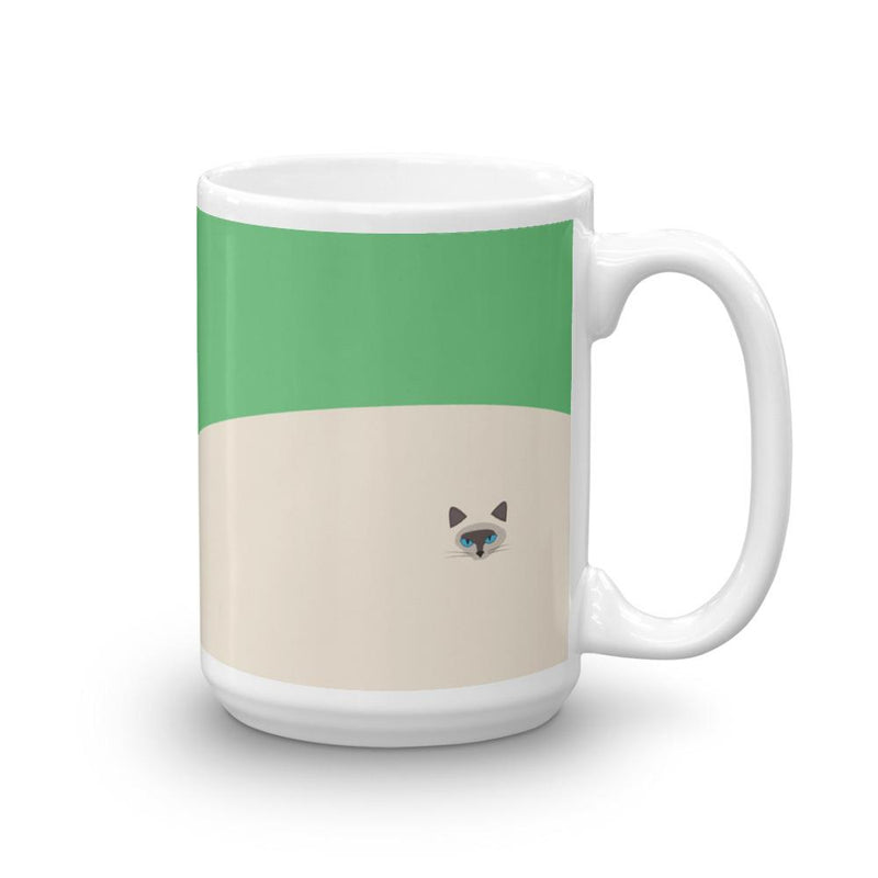 Inscrutable Cat Siamese Cat Green Mug Left Side in 15oz